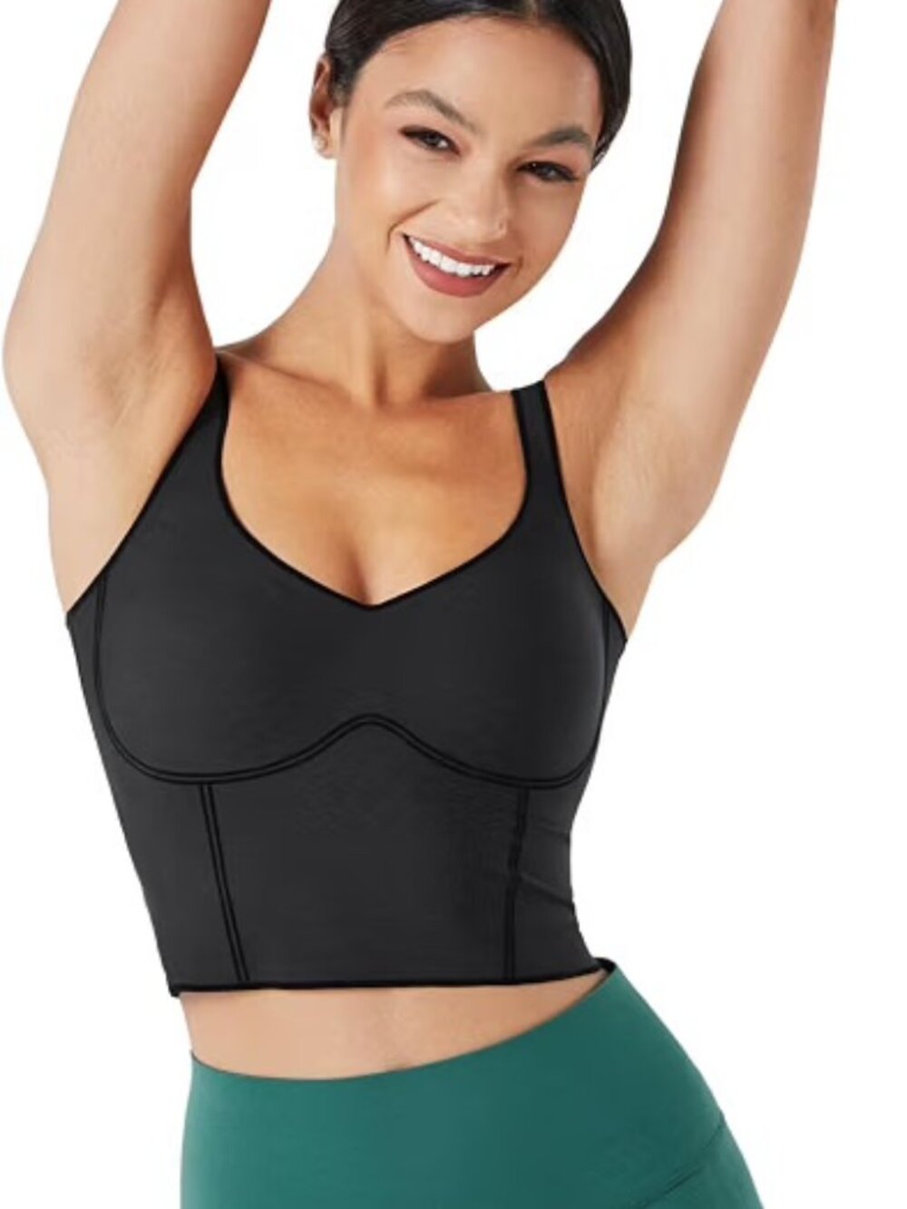 Fanka Body Sculpt Sculpt Sports Bra Crop Tops Light Support Black Size XL